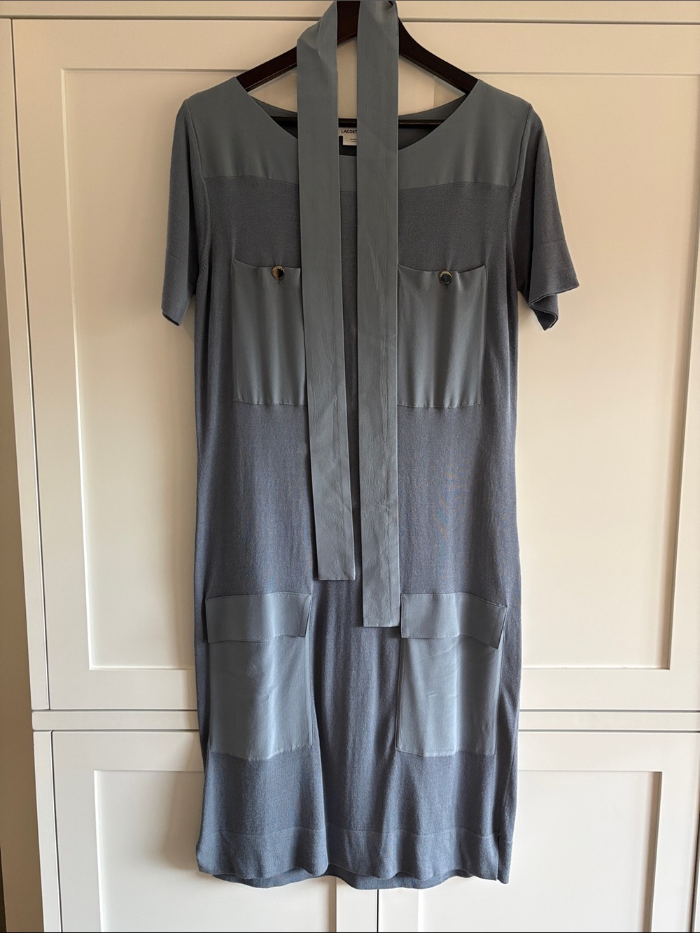 Lacoste Slate Blue/Gray Knit Midi Dress SZ 40 (Medium)